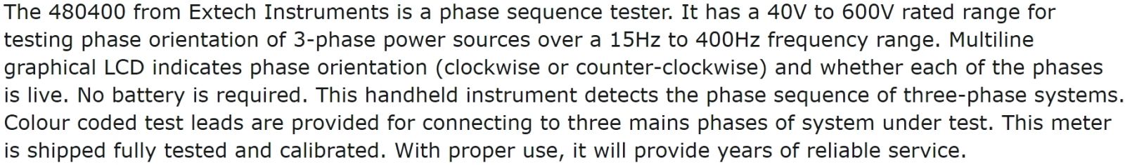 בודק סדר פאזות EXTECH INSTRUMENTS 480400